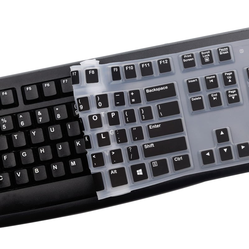 MUBUY-GOL Silicone Keyboard Cover for Logitech K120 & MK120 Ergonomic Desktop USB Wired Keyboard, Logitech K120 & MK120 Keyboard Protective Skin US Layout (NOT Fit Other Model) -Black - Image 5